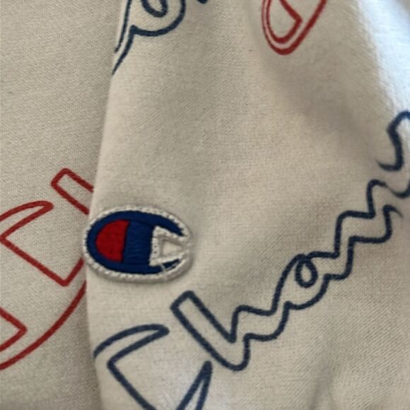 Champion Boys Multicolor Logo White Hooded Sweatshirt - Picture 6 of 9